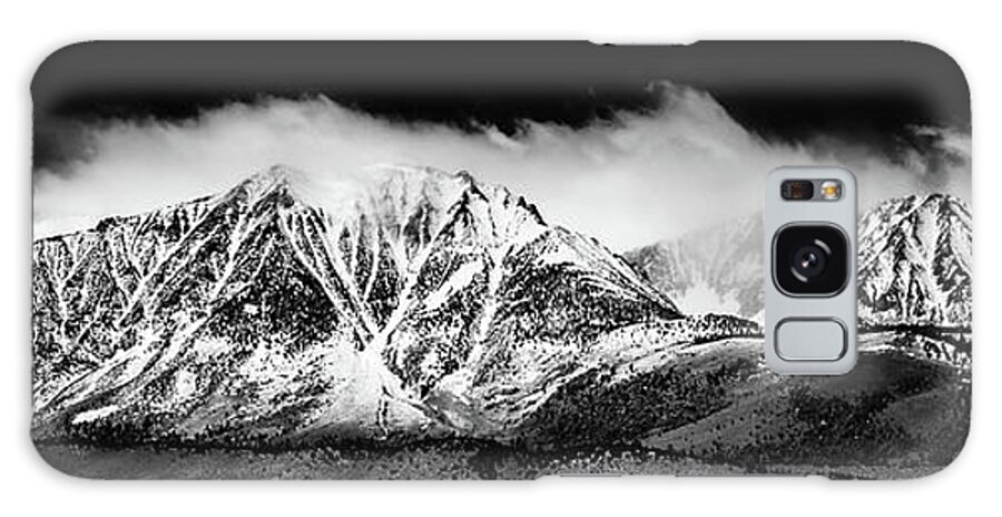 B&w Galaxy Case featuring the photograph Moonlit Sierra Snowcaps 1406BW by Kenneth Johnson