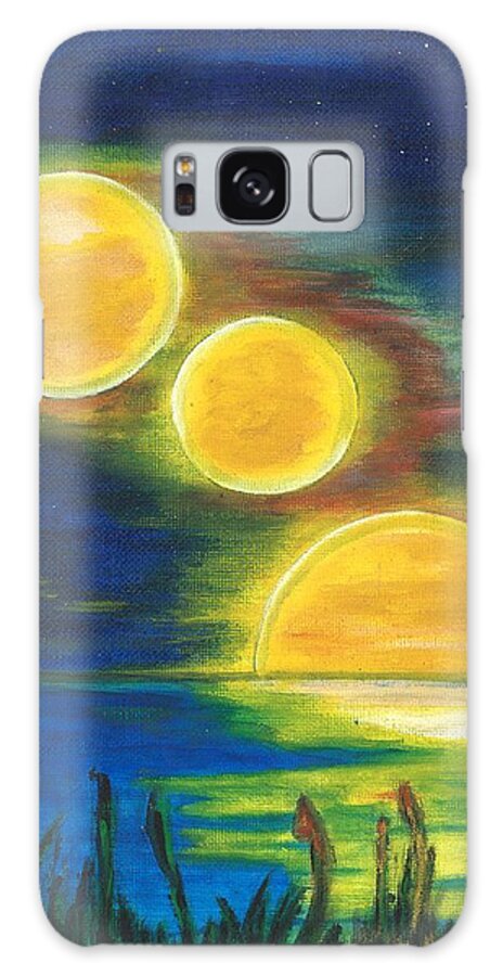Night Sky Galaxy Case featuring the painting Moons Alighting by Esoteric Gardens KN