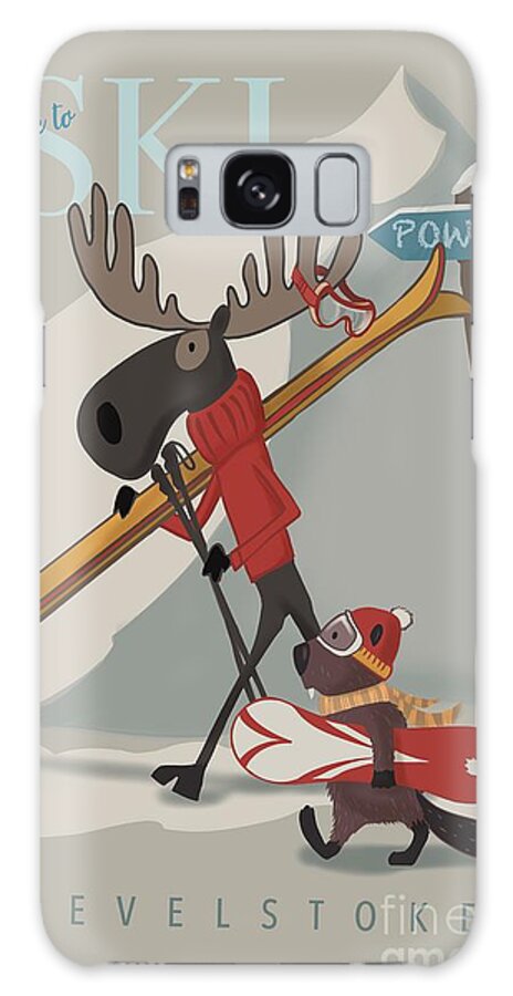 Ski Poster Galaxy Case featuring the painting Moose Ski Revelstoke by Sassan Filsoof
