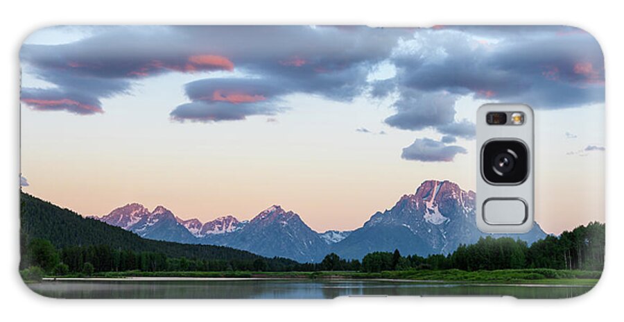 Blue Galaxy Case featuring the photograph Morning Light Begins to Hit Top of Grand Teton by Kelly VanDellen