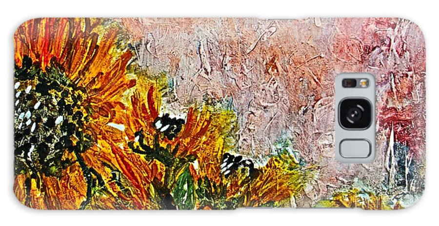 Prints Galaxy Case featuring the painting Morning Wild Ones Top half of Diptych vertical painting by Barbara Donovan