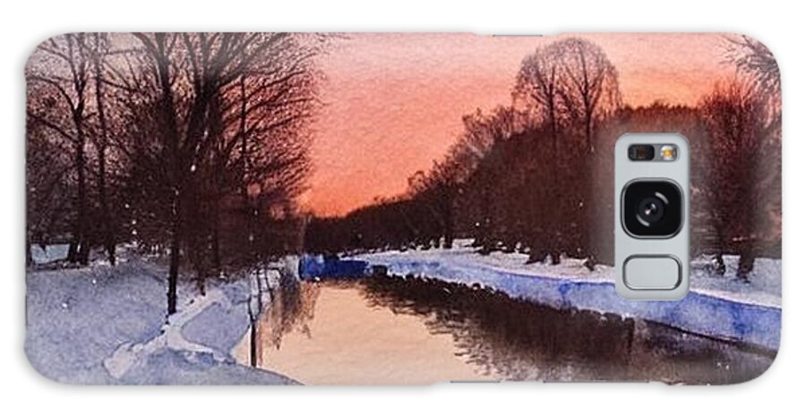 Morris Canal Galaxy Case featuring the painting Morris Canal in Winter 1 by Christopher Lotito