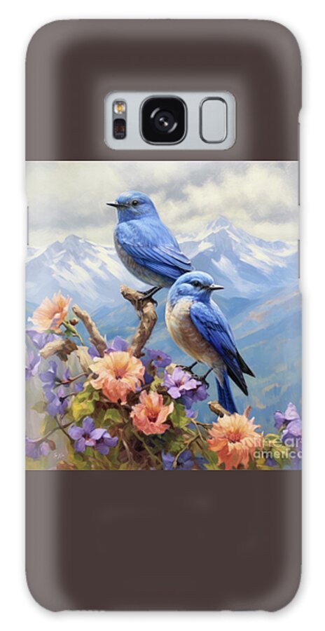 Mountain Bluebirds Galaxy Case featuring the painting Mountain Bluebirds by Tina LeCour