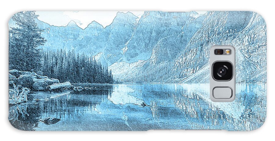 Mountain Lake Galaxy Case featuring the mixed media Mountain Lake by Alex Mir