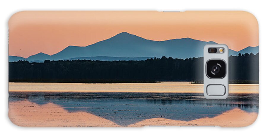 Sunset Galaxy Case featuring the photograph Mountain Reflections on Lake Champlain after sunset by Ann Moore