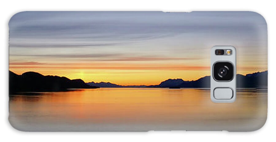 Alaska Galaxy Case featuring the photograph Mountains and sea - sunset alpineglow by Steve Estvanik