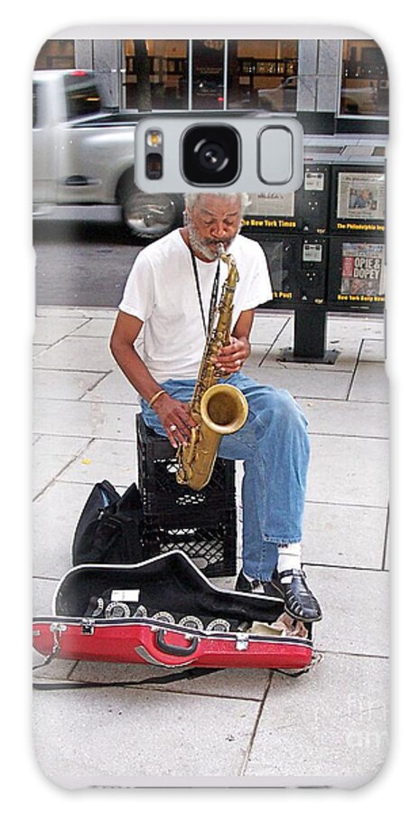 Portraits Galaxy Case featuring the photograph Sax Man Busking by Walter Neal