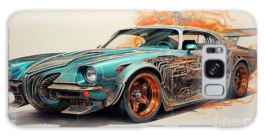 Vehicles Galaxy Case featuring the drawing Muscle Car 1344 Pontiac Firebird supercar by Clark Leffler