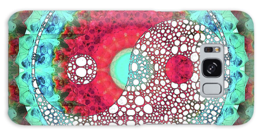 Yin Galaxy Case featuring the painting Mystic Yin and Yang - Aqua and Red Art - Sharon Cummings by Sharon Cummings