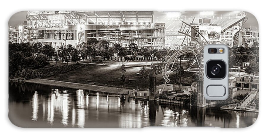 Tennessee Football Galaxy Case featuring the photograph Nashville Tennessee Stadium Lights Along the Cumberland River in Sepia by Gregory Ballos