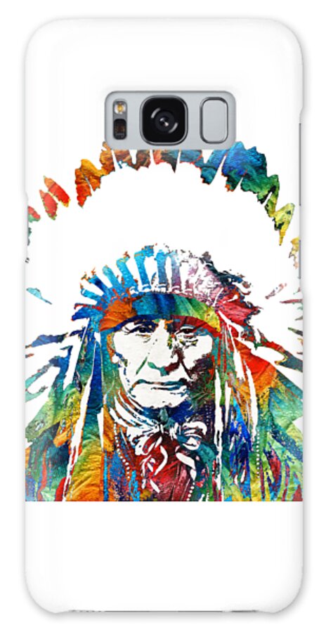 Native American Galaxy Case featuring the painting Native American Art - Chief - By Sharon Cummings by Sharon Cummings