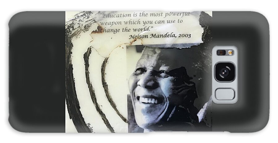 Abstract Art Galaxy Case featuring the painting Nelson Mandela on Education by Medge Jaspan