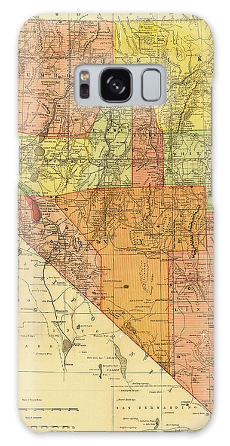 Rails Galaxy Case featuring the drawing Nevada 1893 by Vintage Railroad Maps