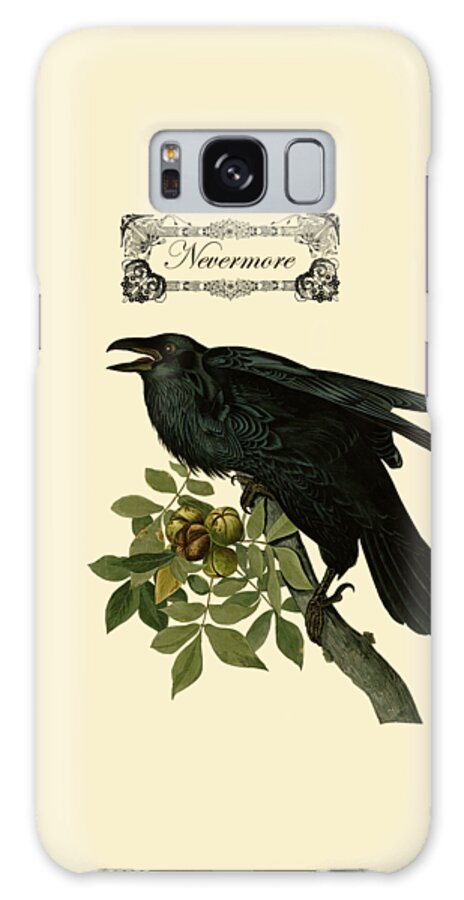 Raven Galaxy Case featuring the mixed media Nevermore raven by Madame Memento