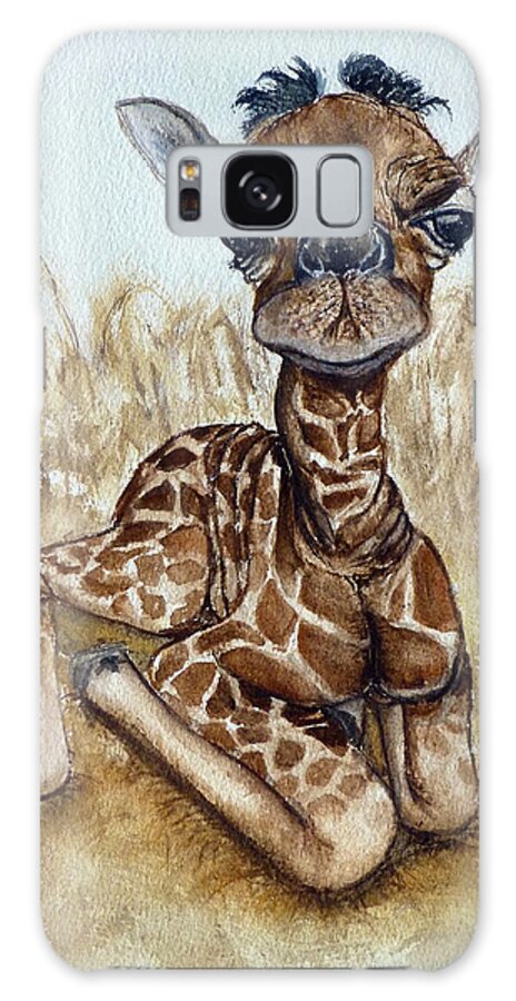 Baby Giraffe Galaxy S8 Case featuring the painting New Born Baby Giraffe by Kelly Mills