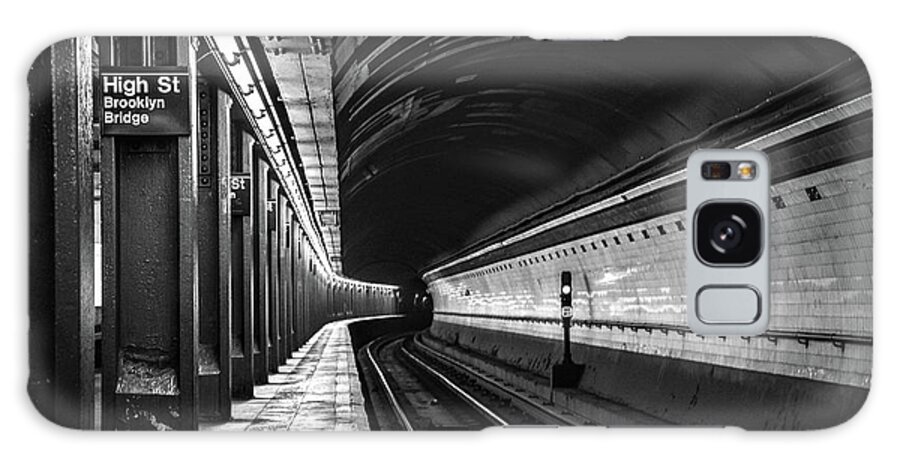 New York Galaxy Case featuring the photograph New York City Empty Subway Station Black and White by Christopher Arndt