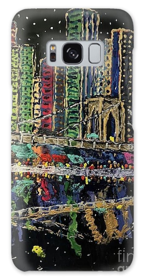  Galaxy Case featuring the painting New York Moon by Patrick Grills