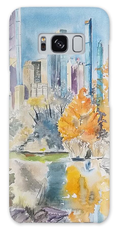 Newyork Galaxy Case featuring the painting New york cityscape by Geeta Yerra
