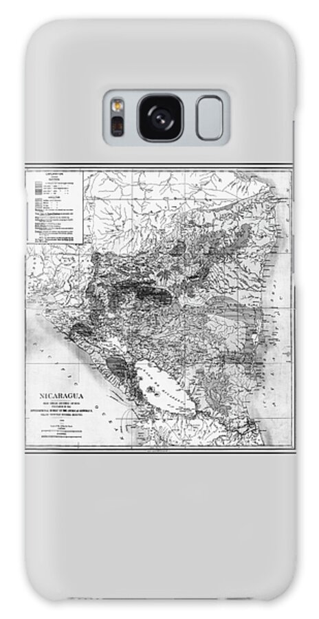 Nicaragua Galaxy Case featuring the photograph Nicaragua Vintage Agricultural Map 1903 Black and White by Carol Japp