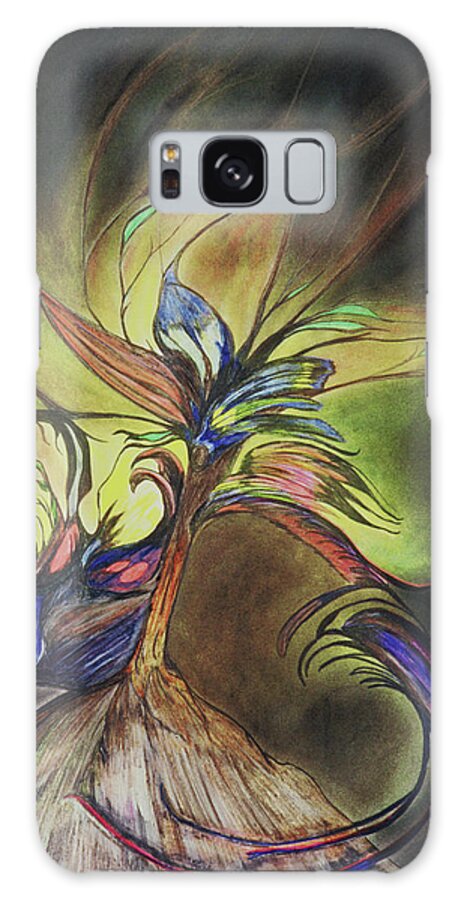 Flower Galaxy Case featuring the mixed media Night Bloom by Melinda Firestone-White