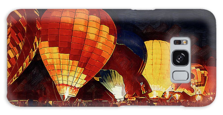 Hot Air Balloons Galaxy Case featuring the digital art Night Hot Air Balloon Festival In Gothic by Kirt Tisdale