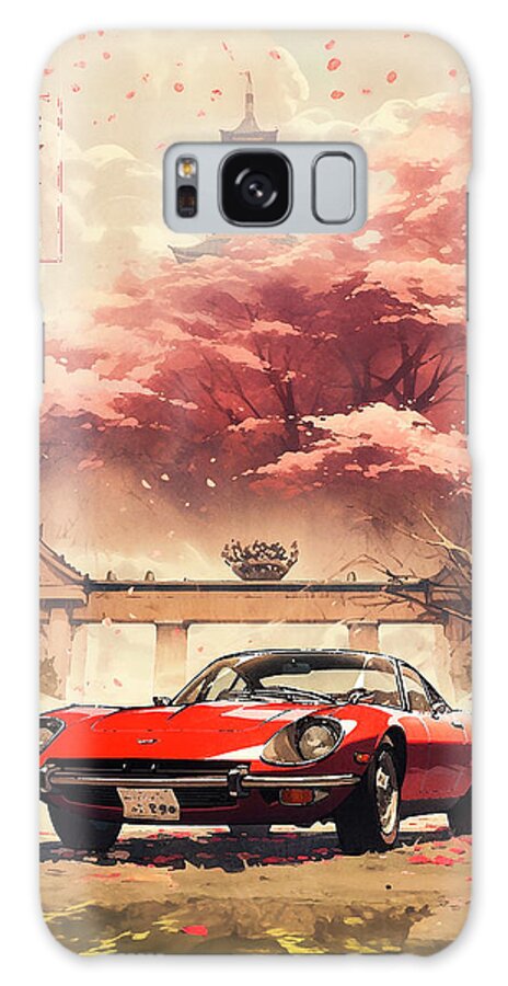 Mazda Galaxy Case featuring the drawing No00026 My Mazda Cosmo car ukiyo-e japanese style by Clark Leffler
