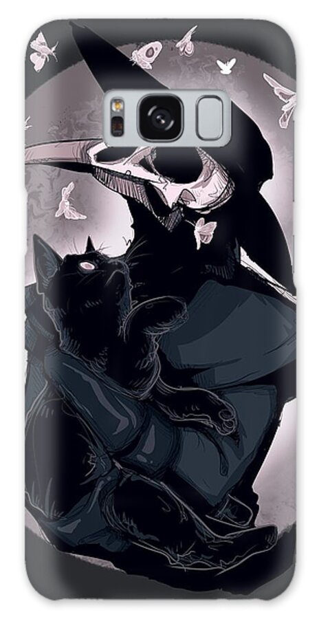 Plague Doctor Galaxy Case featuring the drawing Nocturnal by Ludwig Van Bacon