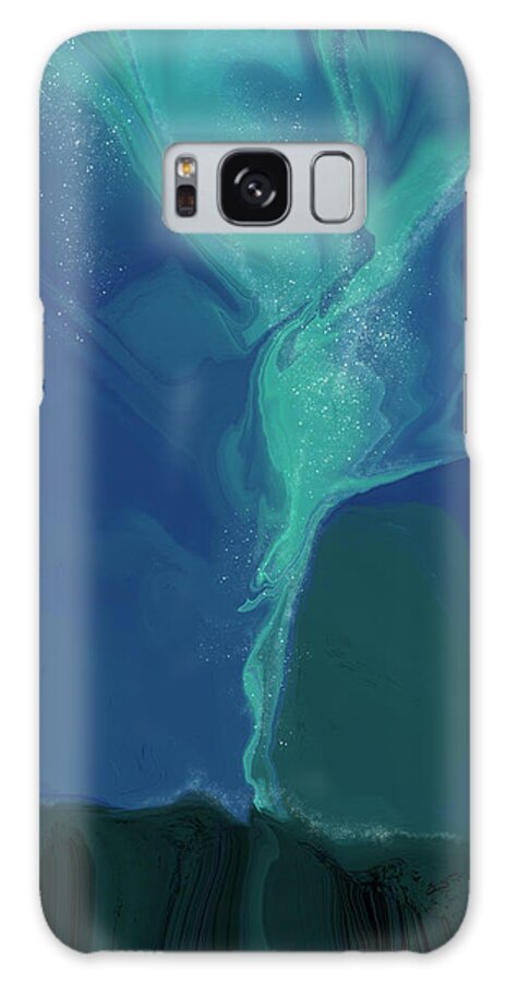 Northern Lights Galaxy Case featuring the digital art Northern Lights Abstract - 2 - Blue - Contemporary Painting by Studio Grafiikka