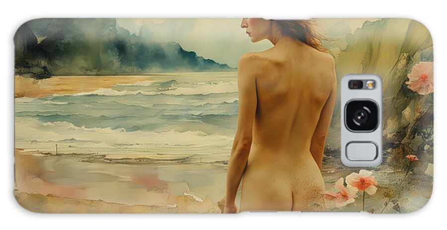 Collage Galaxy Case featuring the painting Nude at the Beach No.4 by My Head Cinema