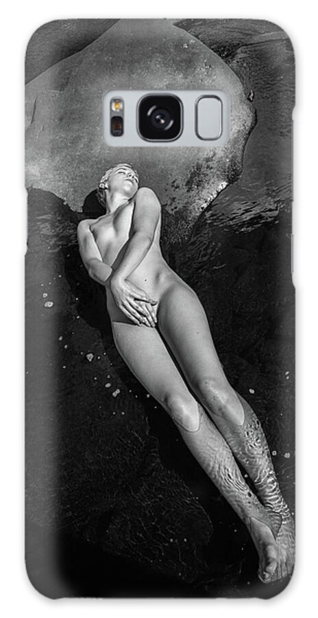 Nude Galaxy Case featuring the photograph Nude Reclining In River by Lindsay Garrett