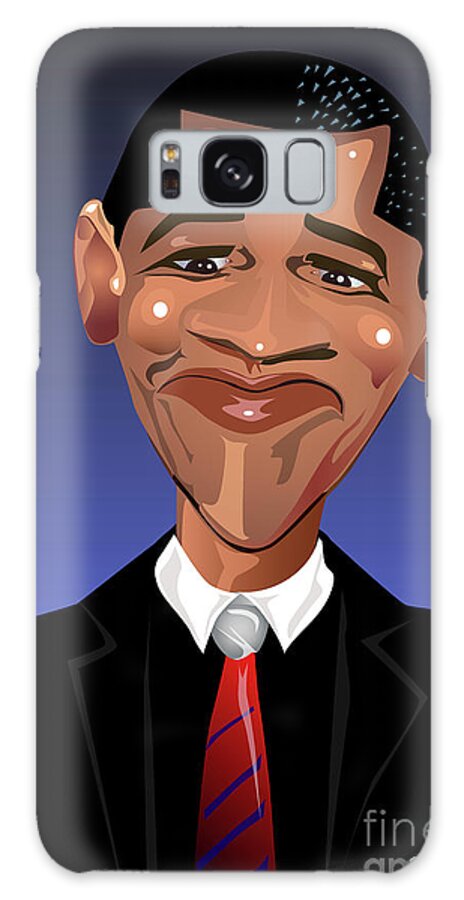 Barack Obama Caricature Galaxy Case featuring the painting Obama Classic Caricature by Remy Francis