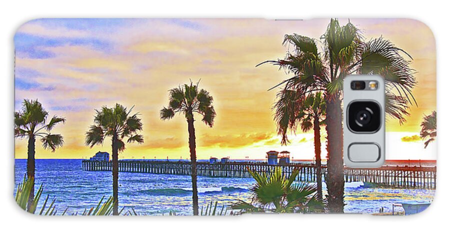 Oceanside Galaxy Case featuring the photograph Oceanside Pier, Sunset, California by Don Schimmel
