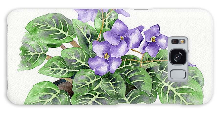 Africanviolet Purple Flower Green Watercolor Galaxy Case featuring the painting Oh Yeah by Catherine Bede