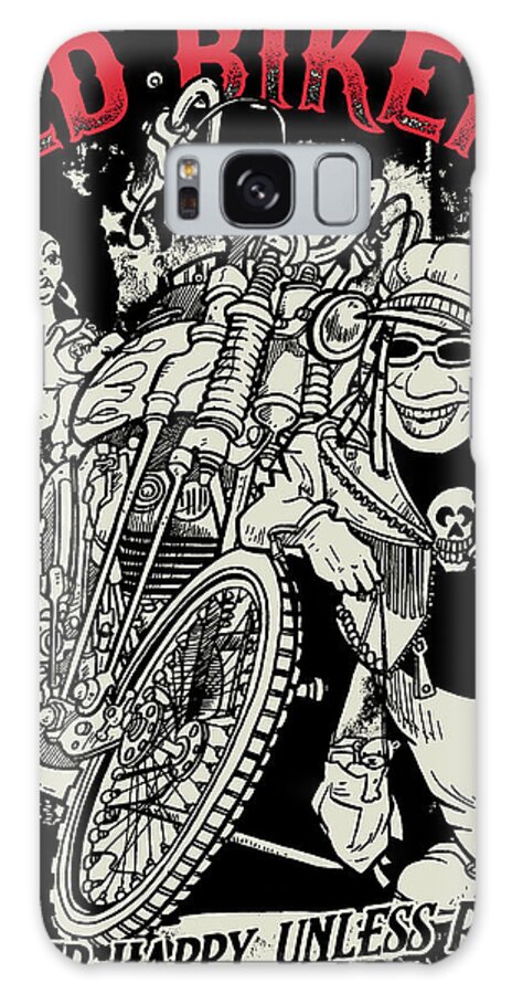 Old Bikers Galaxy Case featuring the digital art Old Bikers by Long Shot