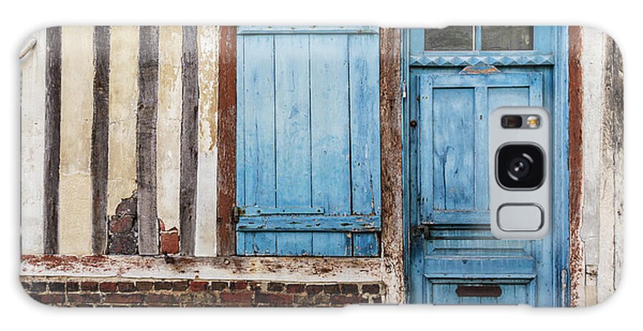 Blue Galaxy Case featuring the photograph Old building with blue door and window by Fabiano Di Paolo