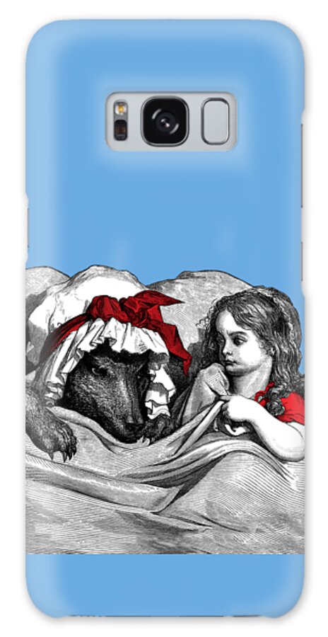 Little Red Riding Hood Galaxy Case featuring the digital art Old folk tale illustration by Madame Memento