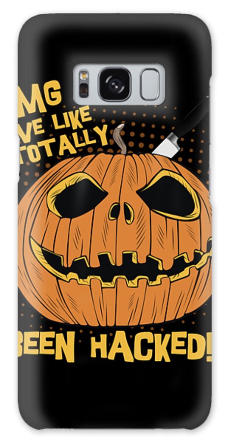 Cool Galaxy Case featuring the digital art OMG Ive Been Hacked Funny Halloween Pumpkin by Flippin Sweet Gear