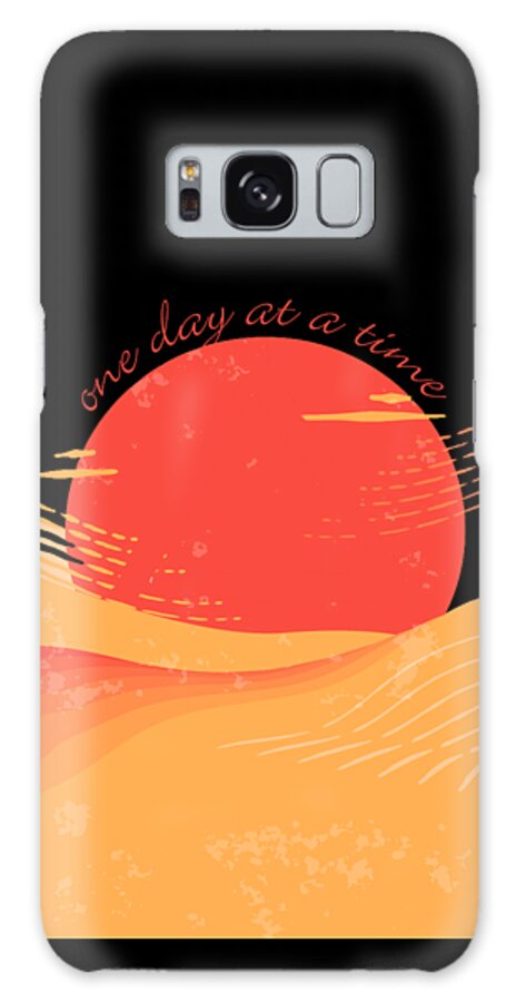 Sobriety Galaxy Case featuring the painting One Day At A Time AA Sober Sunrise Tee Tees T-Shirt NA by Tony Rubino