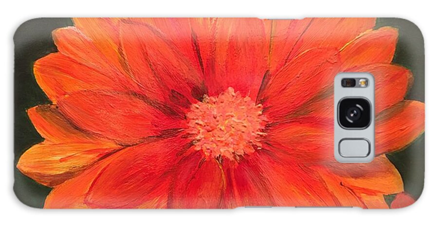Floral Flowers Nature Daisy Galaxy Case featuring the painting Orange Gebera by Debora Sanders