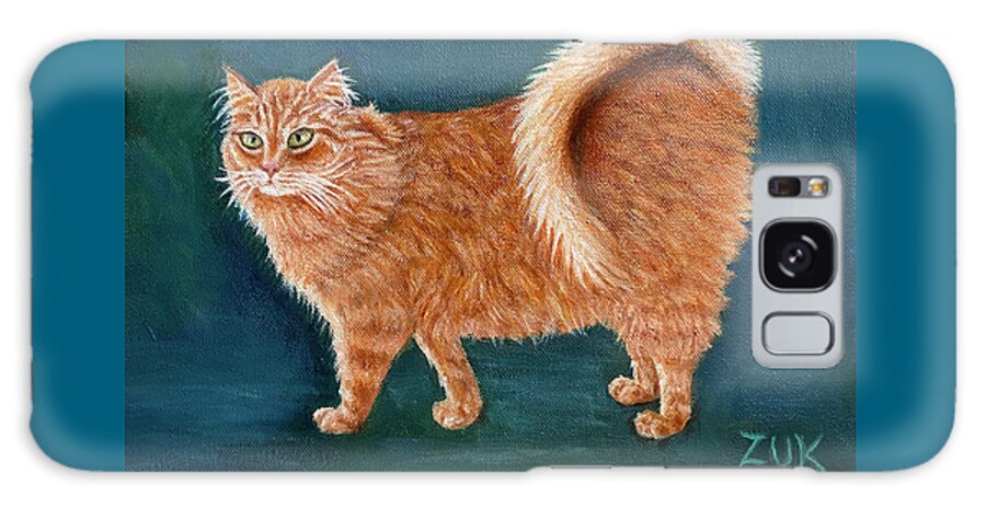 American Ringtail Cat Galaxy Case featuring the painting Orange Ringtail Cat by Karen Zuk Rosenblatt