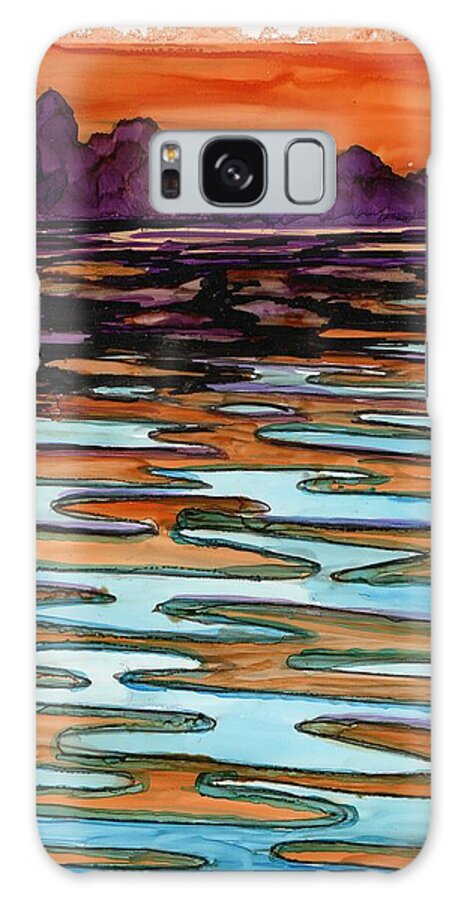 Landscape Galaxy Case featuring the painting Orange Sky, Orange Water by Tammy Nara
