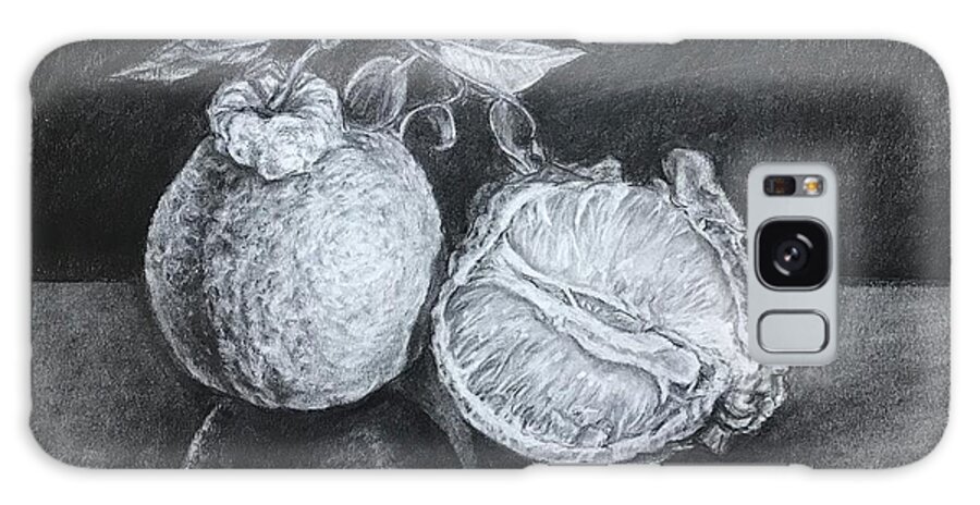 Drawing Of Two Oranges Galaxy Case featuring the drawing Oranges Drawing by Lavender Liu