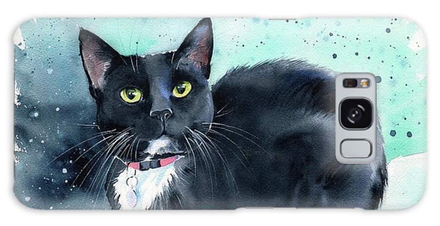 Cats Galaxy Case featuring the painting Oreo Tuxedo Cat Painting by Dora Hathazi Mendes