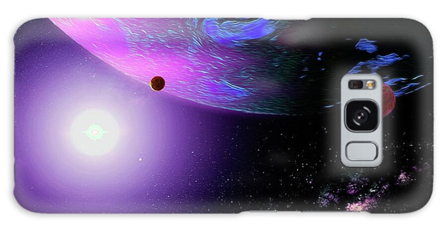  Galaxy Case featuring the digital art Outer Space Giant Planet and Moons by Don White Artdreamer