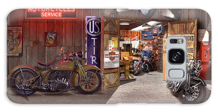 Motorcycle Shop Galaxy Case featuring the photograph Outside the Motorcycle Shop by Mike McGlothlen