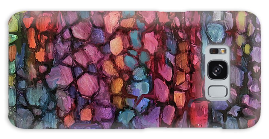 Colorful Pattern Galaxy Case featuring the mixed media Pattern - Color Drenched Pebbles by Jean Batzell Fitzgerald