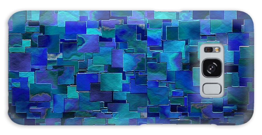 Abstract Blue Paint Walls Squares Rectangles Random Pattern Susan Epps Oliver Original Galaxy Case featuring the digital art Paint the Walls by Susan Epps Oliver