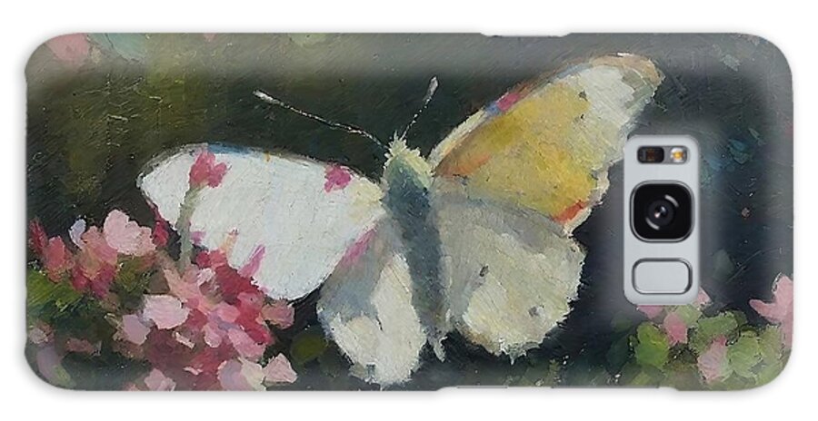 Background Galaxy Case featuring the painting Painting Butterfly And Pink background flower nat by N Akkash