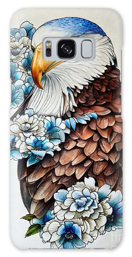 Animal Galaxy Case featuring the painting Painting Eagle animal nature feather art symbol b by N Akkash