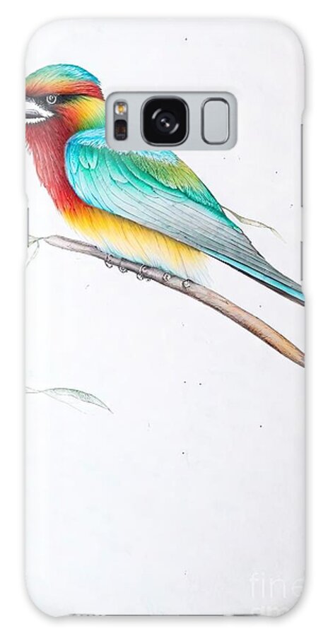 Bird Galaxy Case featuring the painting Painting European Bee Eater bird nature colorful by N Akkash